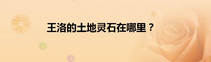 王洛的土地灵石在哪里？