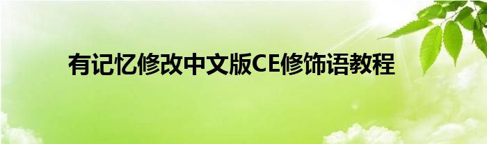 有记忆修改中文版CE修饰语教程