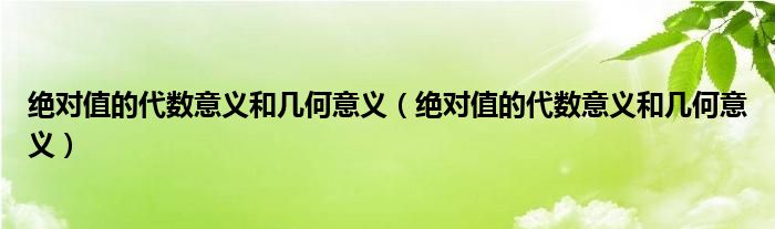 绝对值的代数意义和几何意义（绝对值的代数意义和几何意义）