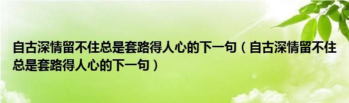 自古深情留不住总是套路得人心的下一句（自古深情留不住总是套路得人心的下一句）