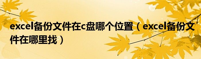 excel备份文件在c盘哪个位置（excel备份文件在哪里找）