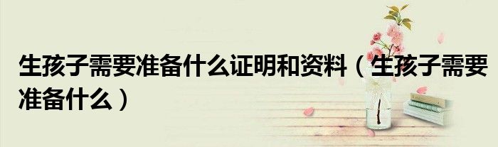 生孩子需要准备什么证明和资料（生孩子需要准备什么）