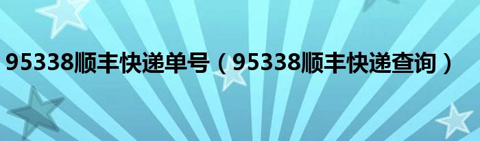 95338顺丰快递单号（95338顺丰快递查询）