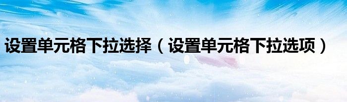 设置单元格下拉选择（设置单元格下拉选项）