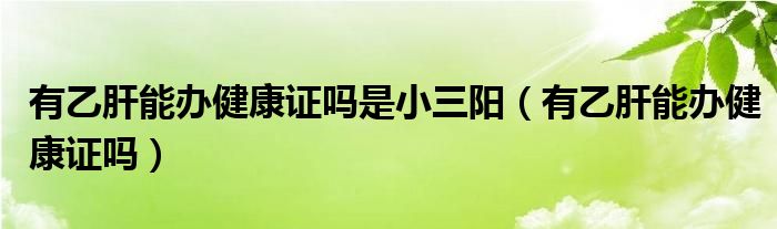有乙肝能办健康证吗是小三阳（有乙肝能办健康证吗）