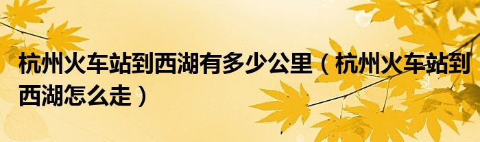 杭州火车站到西湖有多少公里（杭州火车站到西湖怎么走）