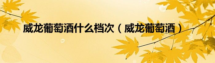 威龙葡萄酒什么档次（威龙葡萄酒）