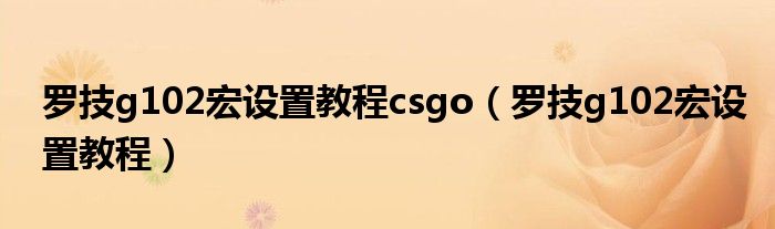 罗技g102宏设置教程csgo（罗技g102宏设置教程）