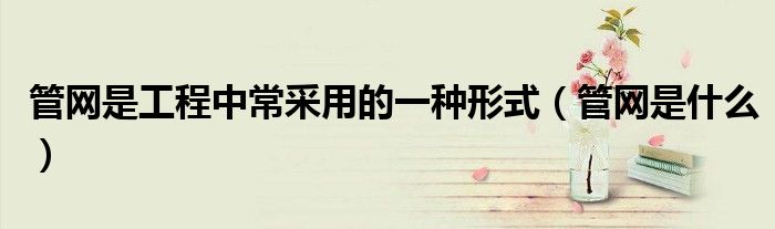 管网是工程中常采用的一种形式（管网是什么）