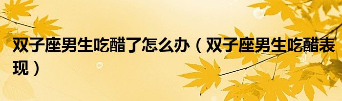 双子座男生吃醋了怎么办（双子座男生吃醋表现）