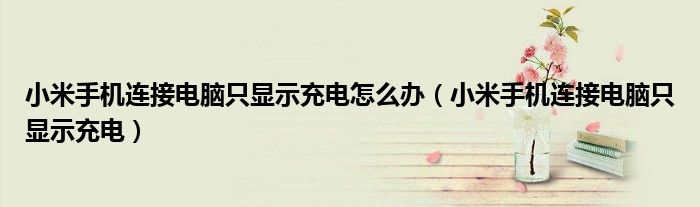 小米手机连接电脑只显示充电怎么办（小米手机连接电脑只显示充电）