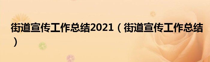 街道宣传工作总结2021（街道宣传工作总结）