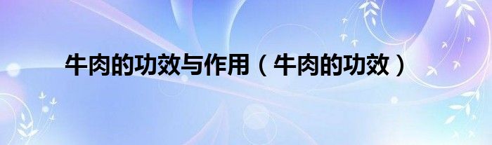 牛肉的功效与作用（牛肉的功效）