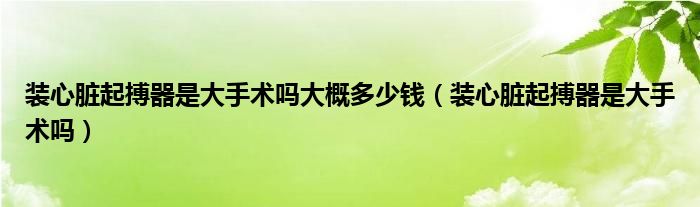 装心脏起搏器是大手术吗大概多少钱（装心脏起搏器是大手术吗）