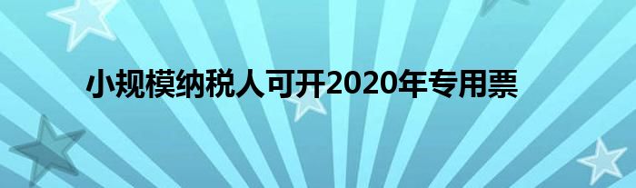 小规模纳税人可开2020年专用票