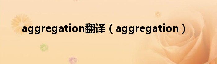 aggregation翻译（aggregation）