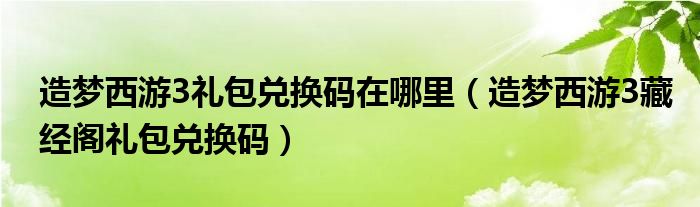造梦西游3礼包兑换码在哪里（造梦西游3藏经阁礼包兑换码）