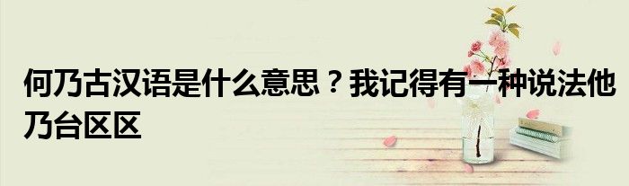 何乃古汉语是什么意思？我记得有一种说法他乃台区区