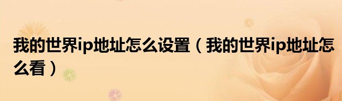 我的世界ip地址怎么设置（我的世界ip地址怎么看）