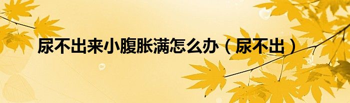 尿不出来小腹胀满怎么办（尿不出）