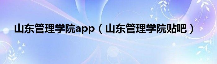 山东管理学院app（山东管理学院贴吧）