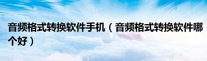 音频格式转换软件手机（音频格式转换软件哪个好）