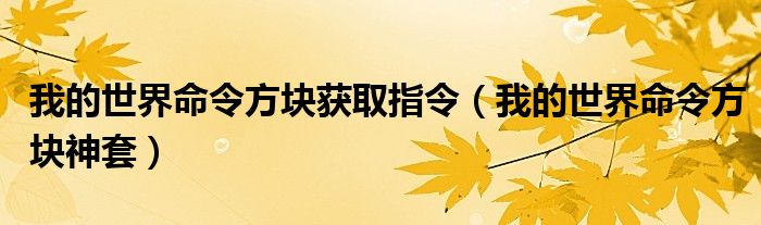 我的世界命令方块获取指令（我的世界命令方块神套）