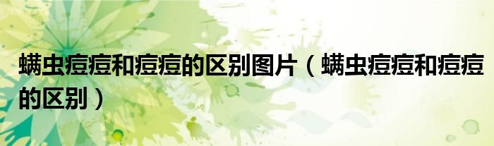 螨虫痘痘和痘痘的区别图片（螨虫痘痘和痘痘的区别）