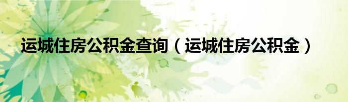 运城住房公积金查询（运城住房公积金）