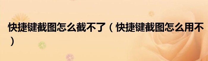 快捷键截图怎么截不了（快捷键截图怎么用不）