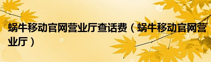 蜗牛移动官网营业厅查话费（蜗牛移动官网营业厅）
