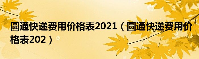 圆通快递费用价格表2021（圆通快递费用价格表202）