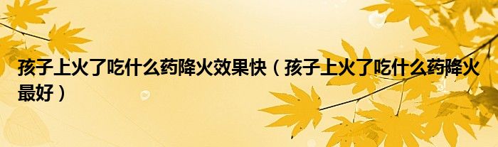 孩子上火了吃什么药降火效果快（孩子上火了吃什么药降火最好）