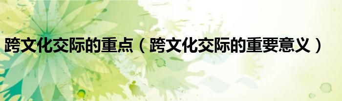 跨文化交际的重点（跨文化交际的重要意义）