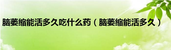 脑萎缩能活多久吃什么药（脑萎缩能活多久）