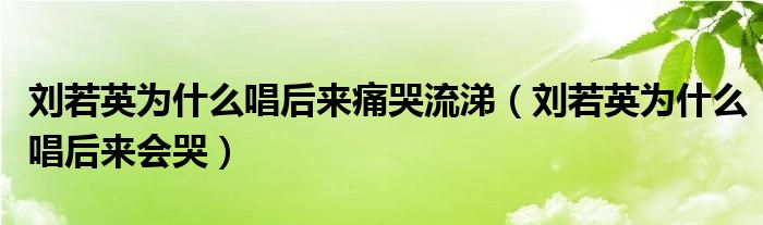 刘若英为什么唱后来痛哭流涕（刘若英为什么唱后来会哭）