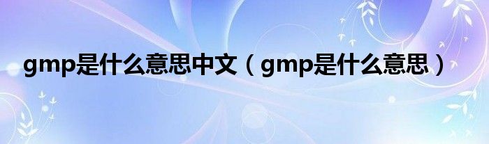 gmp是什么意思中文（gmp是什么意思）