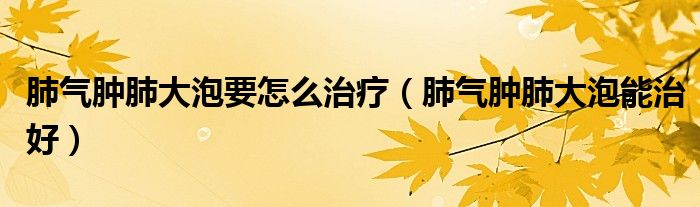 肺气肿肺大泡要怎么治疗（肺气肿肺大泡能治好）