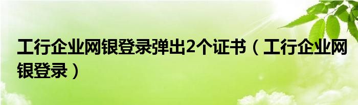工行企业网银登录弹出2个证书（工行企业网银登录）