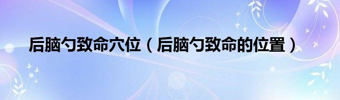 后脑勺致命穴位(后脑勺致命的位置)