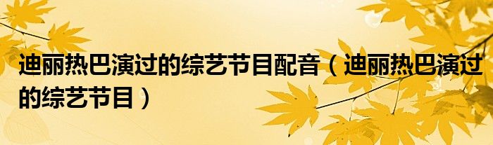 迪丽热巴演过的综艺节目配音（迪丽热巴演过的综艺节目）
