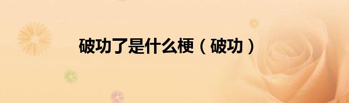 破功了是什么梗（破功）