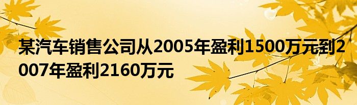 某汽车销售公司从2005年盈利1500万元到2007年盈利2160万元