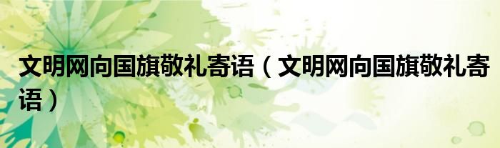文明网向国旗敬礼寄语（文明网向国旗敬礼寄语）