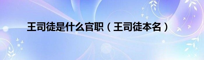 王司徒是什么官职（王司徒本名）