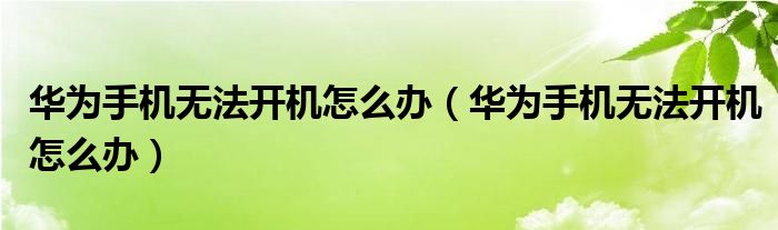 华为手机无法开机怎么办（华为手机无法开机怎么办）