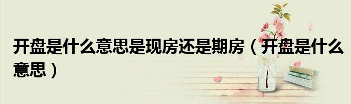 开盘是什么意思是现房还是期房（开盘是什么意思）