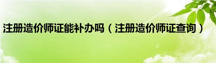 注册造价师证能补办吗（注册造价师证查询）