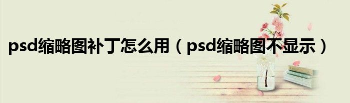 psd缩略图补丁怎么用（psd缩略图不显示）