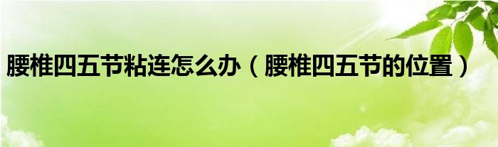 腰椎四五节粘连怎么办（腰椎四五节的位置）